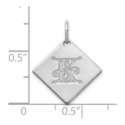 Sterling Silver Letter K Pendant – view 2