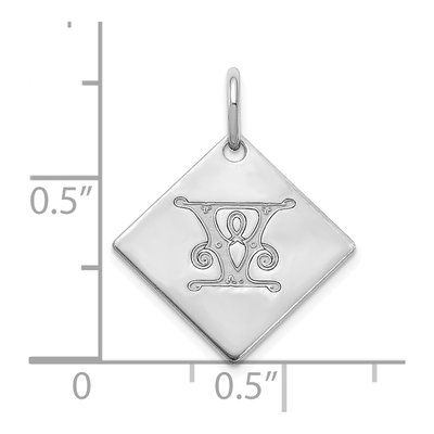 Sterling Silver Letter V Pendant – view 2