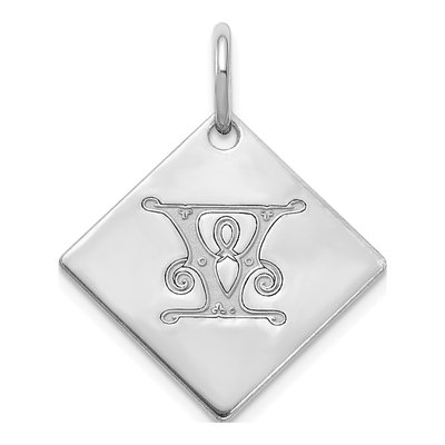 Sterling Silver Letter V Pendant