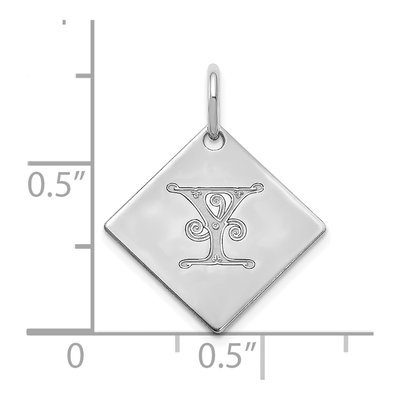 Sterling Silver Letter Y Pendant – view 2
