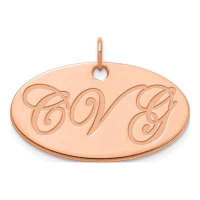 14K Rose Gold Personalized Oval Name Plate Pendant – view 2