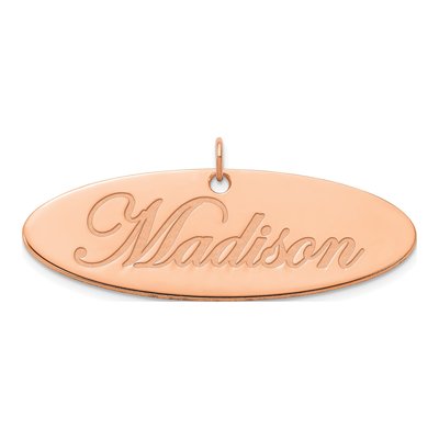 14K Rose Gold Personalized Oval Name Plate Pendant – view 3