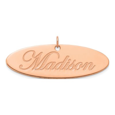 14K Rose Gold Personalized Oval Name Plate Pendant – view 4