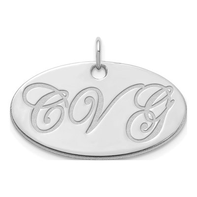 14K White Gold Personalized Oval Name Plate Pendant – view 2