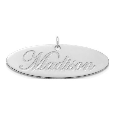 14K White Gold Personalized Oval Name Plate Pendant – view 4