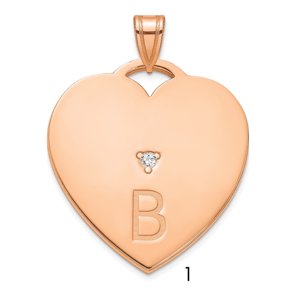 Sterling Silver Rose Gold Plated Letter Charm w/ Diamond