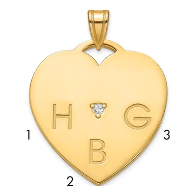 Gold-Plated Sterling Silver Diamond Personalized 3-Letter Charm