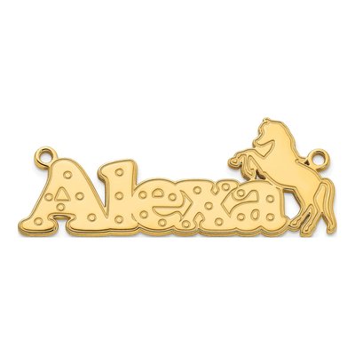 Gold-Plated Sterling Silver Personalized Horse Name Plate Pendant