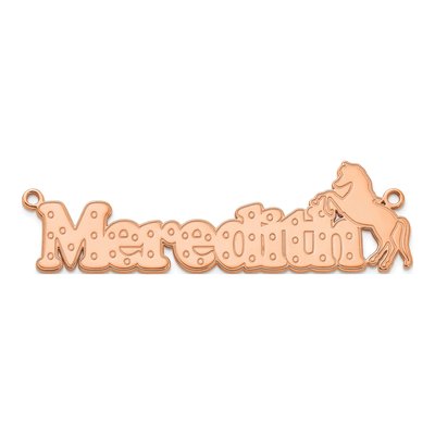 14K Rose Gold Personalized Horse Name Plate Pendant – view 4