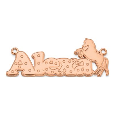 14K Rose Gold Personalized Horse Name Plate Pendant