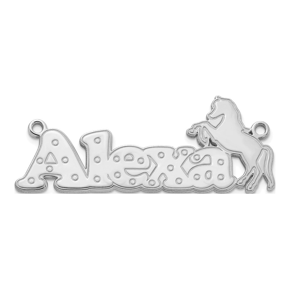 14K White Gold Personalized Horse Name Plate Pendant