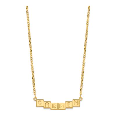 Personalized Gold Plated Silver Name Bar Necklace – view 2