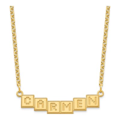 Personalized Gold Plated Silver Name Bar Necklace