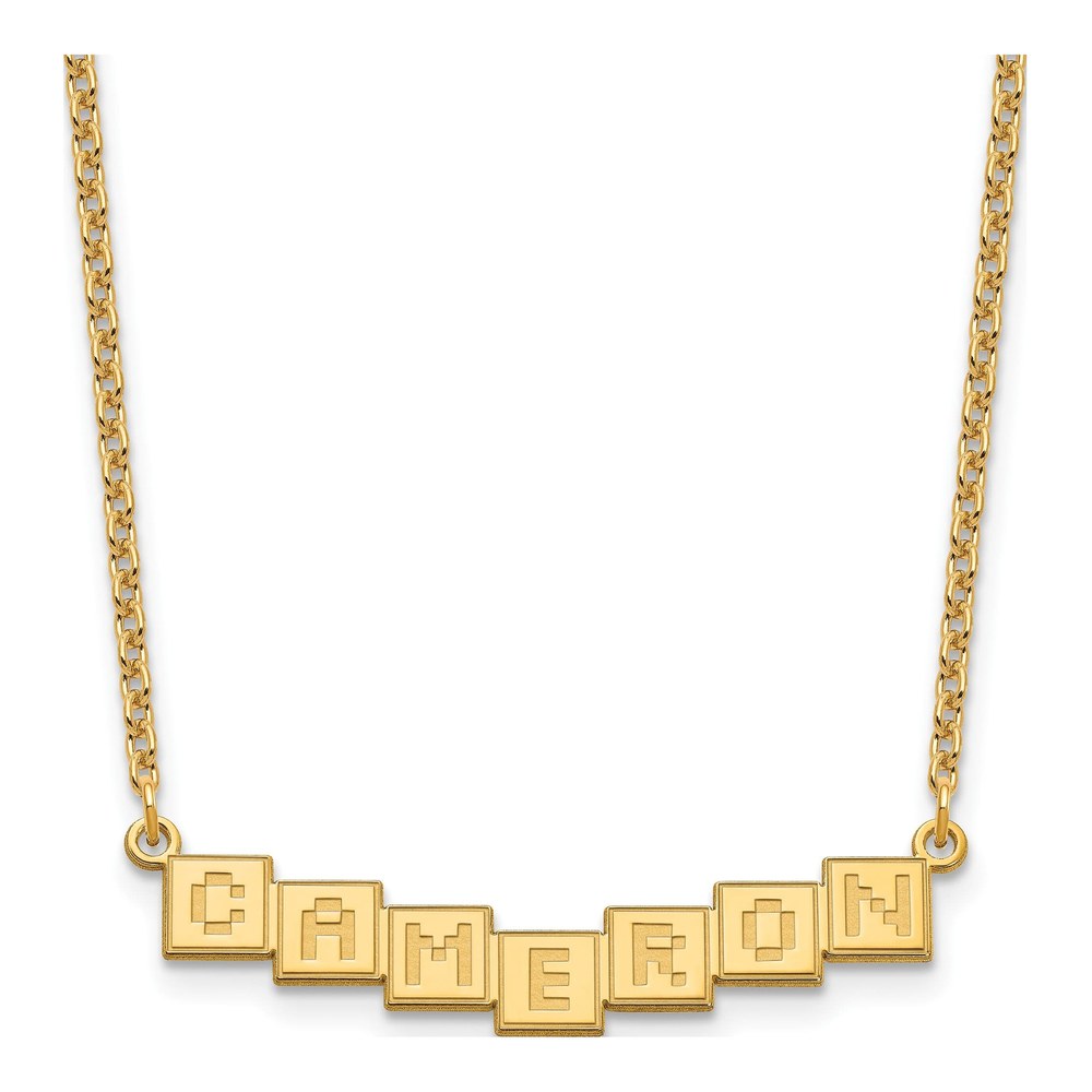 Personalized Gold Plated Silver Name Bar Necklace