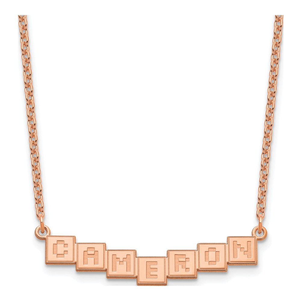 Personalized Rose Gold Plated Silver Name Bar Necklace