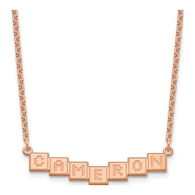 Personalized Rose Gold Plated Silver Name Bar Necklace