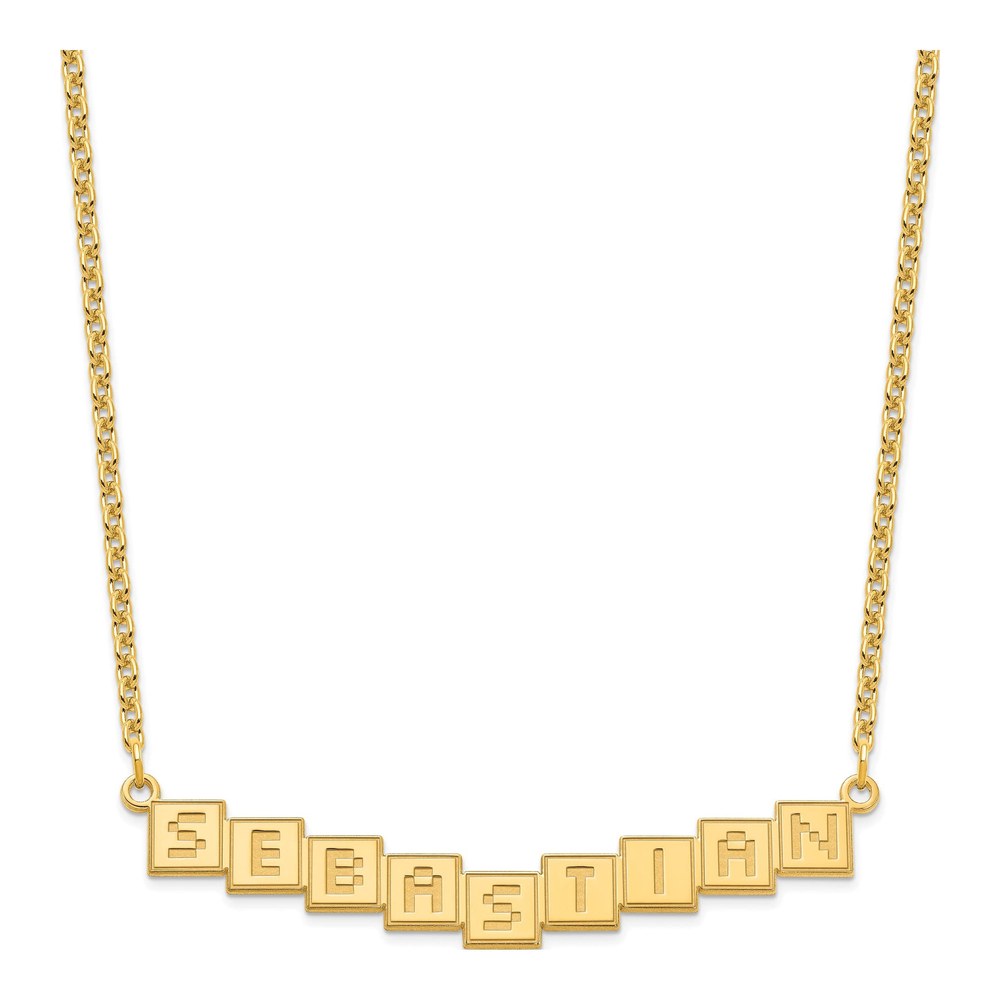 Personalized Gold Plated Silver Name Bar Necklace