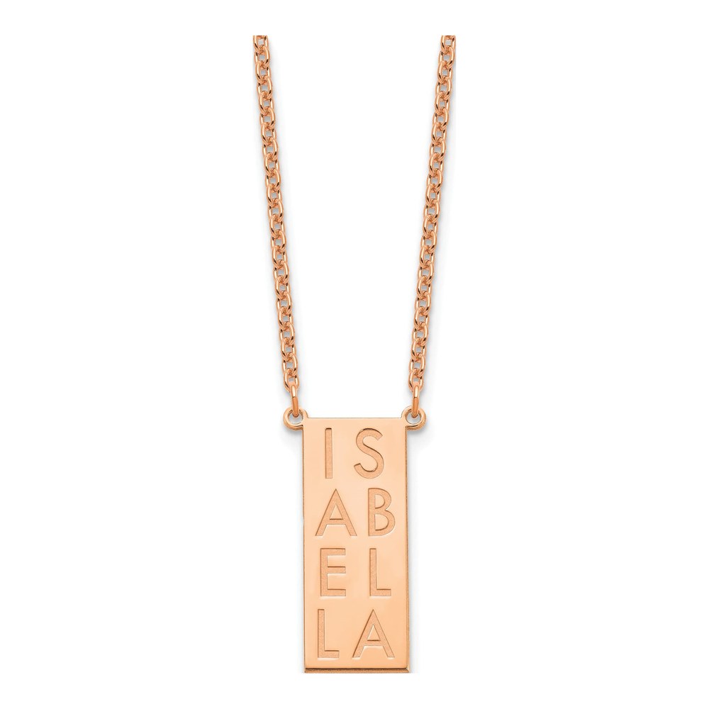 Rose Gold-Plated Sterling Silver Personalized Vertical Bar Charm