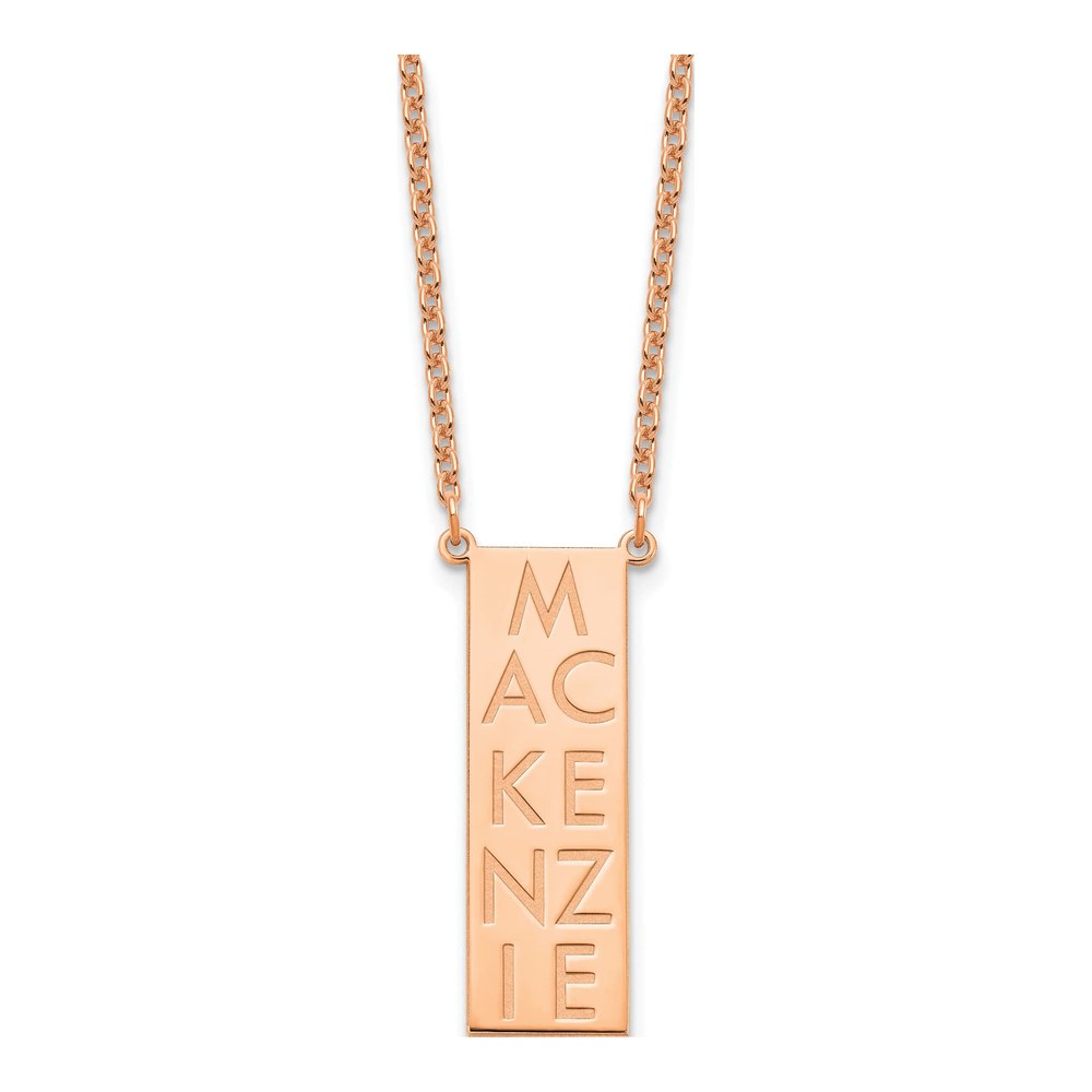 Rose Gold-Plated Sterling Silver Personalized Vertical Bar Charm