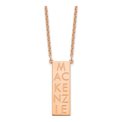 Rose Gold-Plated Sterling Silver Personalized Vertical Bar Charm