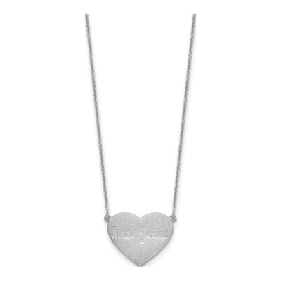 14K White Gold Heart Station Necklace