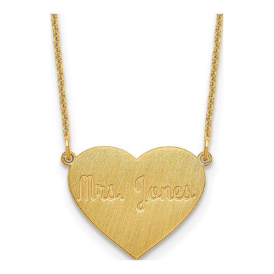 14K Yellow Gold Heart Station Necklace