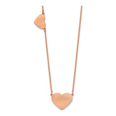 Rose Gold-Plated Sterling Silver Heart Station Necklace