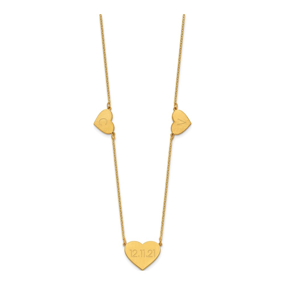 Gold-Plated Sterling Silver 3-Station Heart Necklace