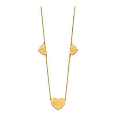Gold-Plated Sterling Silver 3-Station Heart Necklace