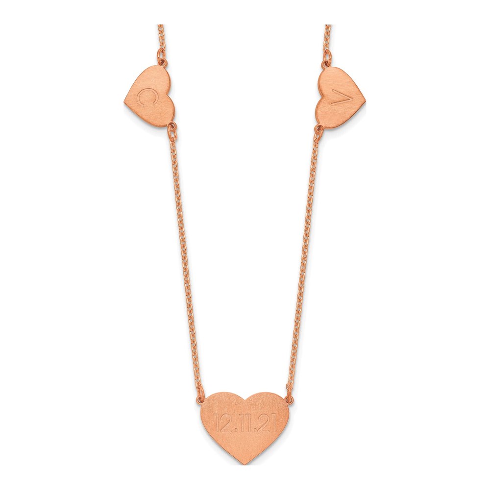 Rose Gold-Plated Sterling Silver 3-Heart Station Necklace