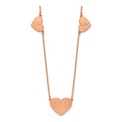 Rose Gold-Plated Sterling Silver 3-Heart Station Necklace