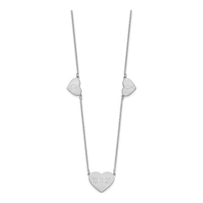 Sterling Silver 3-Station Heart Necklace