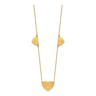 14K Yellow Gold 3-Station Heart Necklace – view 2