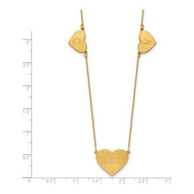 14K Yellow Gold 3-Station Heart Necklace – view 3