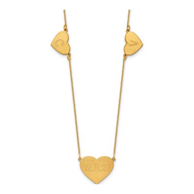 14K Yellow Gold 3-Station Heart Necklace