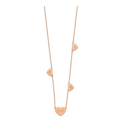 Rose Gold-Plated Sterling Silver 4-Station Heart Necklace