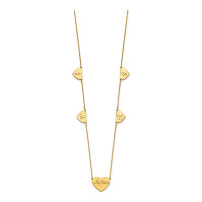 Gold-Plated Sterling Silver 5-Station Heart Necklace