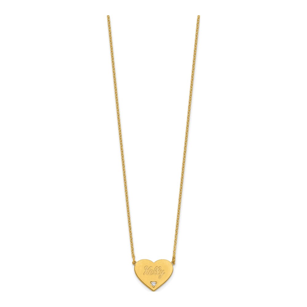 Gold-Plated Sterling Silver Diamond Heart Station Necklace