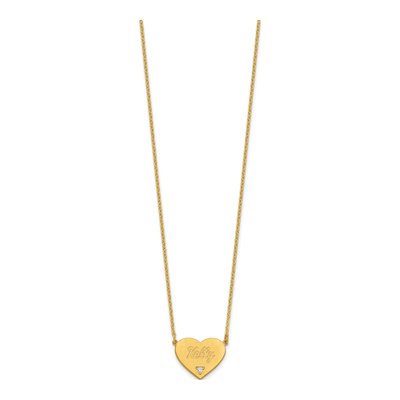 Gold-Plated Sterling Silver Diamond Heart Station Necklace