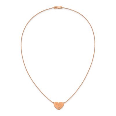 Rose Gold-Plated Sterling Silver Diamond Heart Station Necklace – view 4