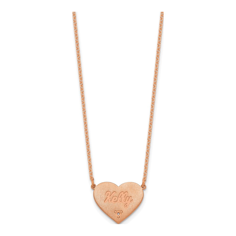 Rose Gold-Plated Sterling Silver Diamond Heart Station Necklace