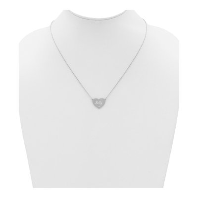 Sterling Silver Diamond Heart Station Necklace – view 3