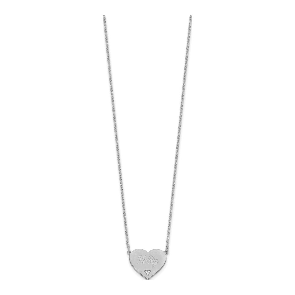 Sterling Silver Diamond Heart Station Necklace