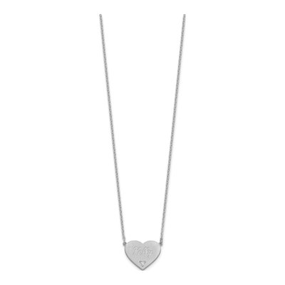 Sterling Silver Diamond Heart Station Necklace