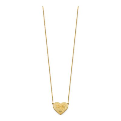 14K Yellow Gold Diamond Heart Necklace – view 2