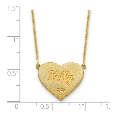 14K Yellow Gold Diamond Heart Necklace – view 3