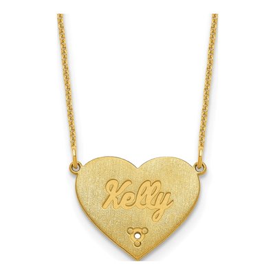 14K Yellow Gold Diamond Heart Necklace