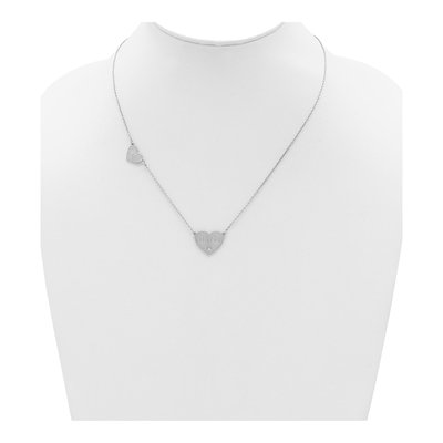 Sterling Silver Diamond 2-Station Heart Necklace – view 3