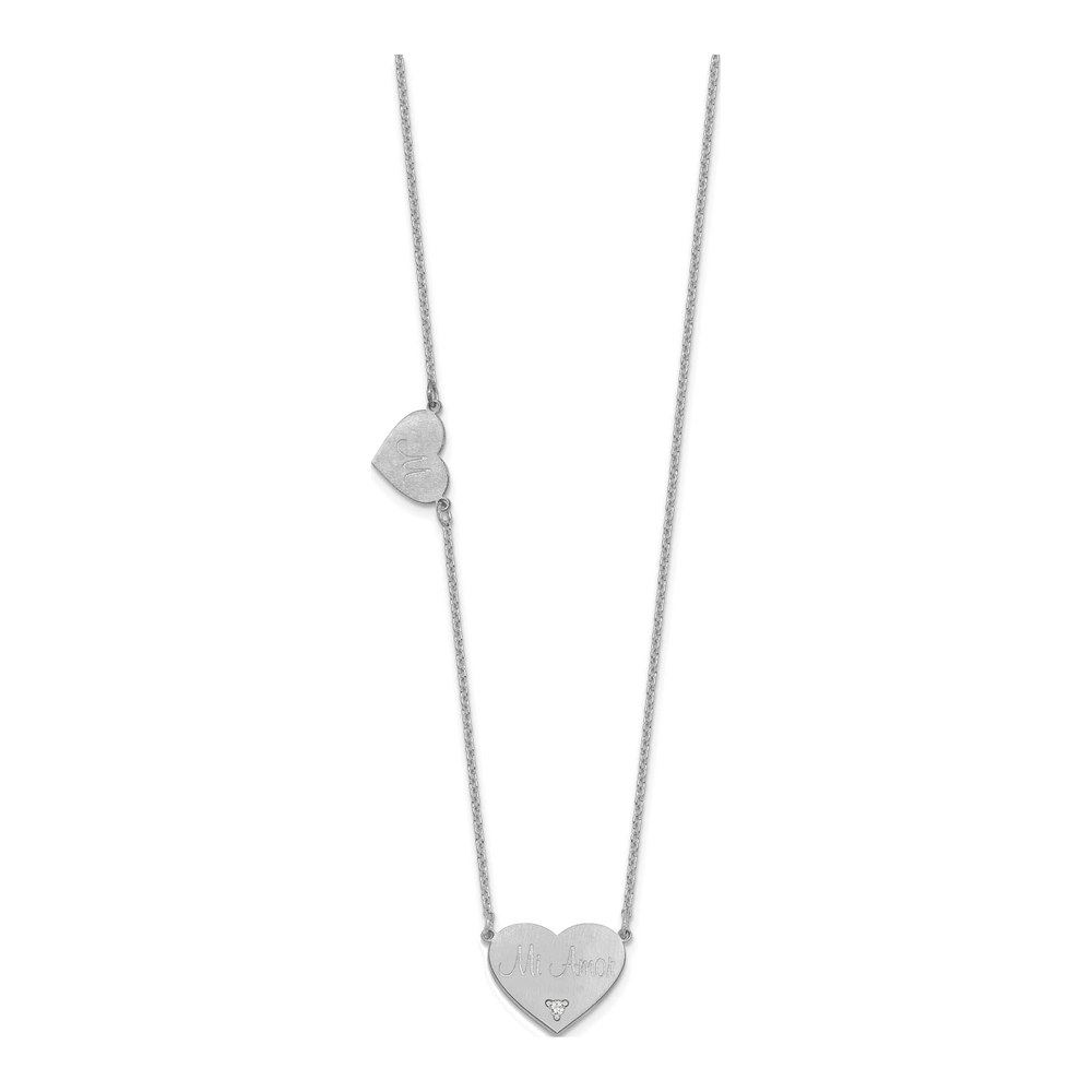 Sterling Silver Diamond 2-Station Heart Necklace