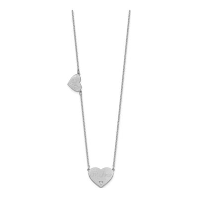 Sterling Silver Diamond 2-Station Heart Necklace